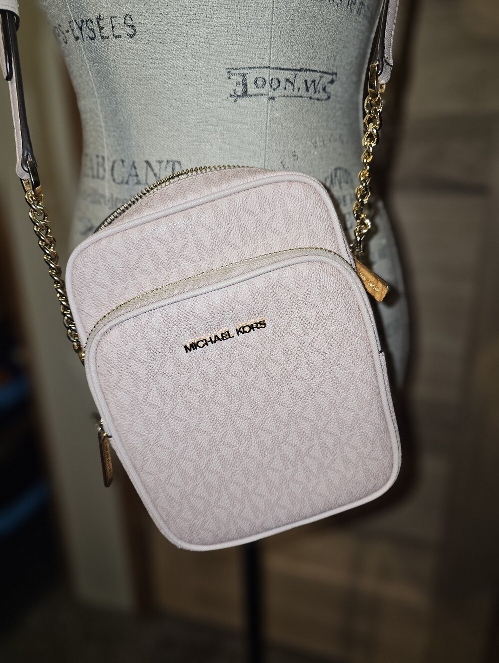 Michael Kors Pale Pink Chain-Strap Crossbody Bag